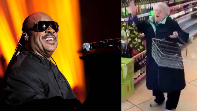 Granny dances to Stevie Wonder in supermarket