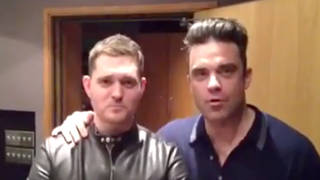 Michael Bublé and Robbie Williams together while recording ‘Soda Pop’
