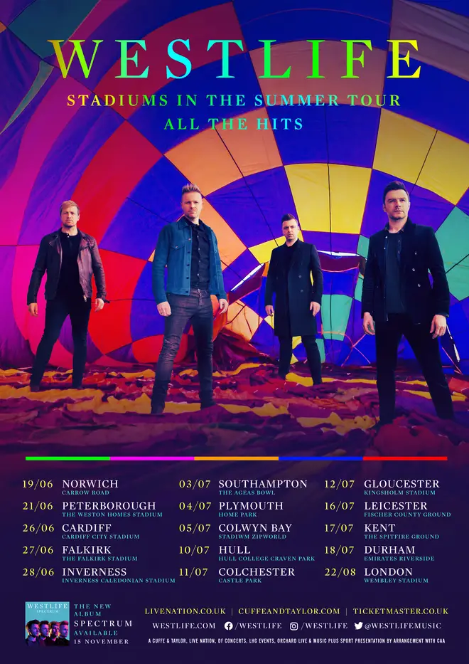 Westlife's ‘Stadiums in the Summer’ 2020 UK tour dates