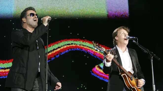 George Michael and Paul McCartney in 2005 at Live 8