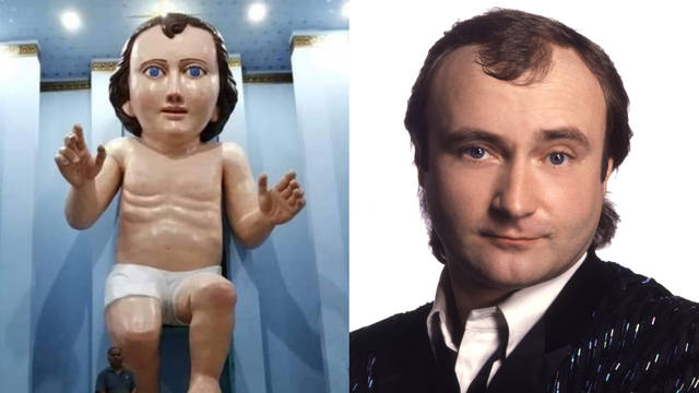 Phil Collins resembles a giant baby Jesus statue in Mexico